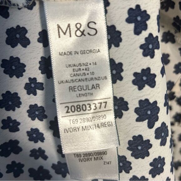 M&S ladies midi maxi dress white black blue 14 ditsy micro floral cottage modest - Picture 8 of 16